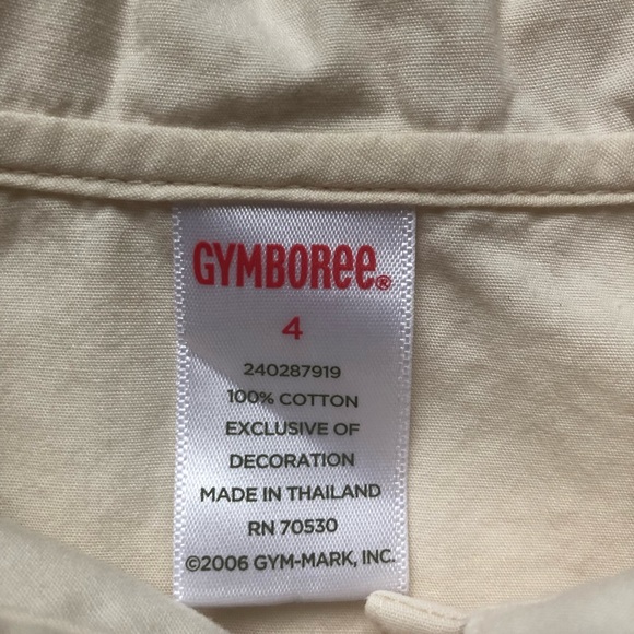 Gymboree Ivory Embroidered tuxedo front pique Blouse/ Shirt - Girls 4 - Picture 7 of 8